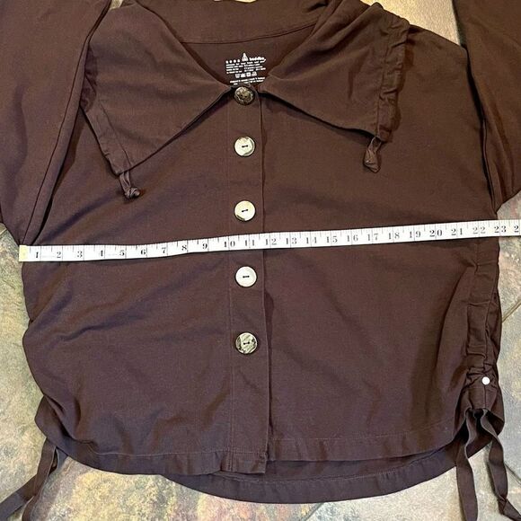 Neon Buddha Brown Jacket Cinch Waist Button Up Small - Picture 8 of 9